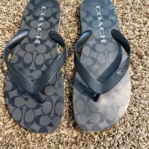 Coach Dark Gray Patterned Flip Flops